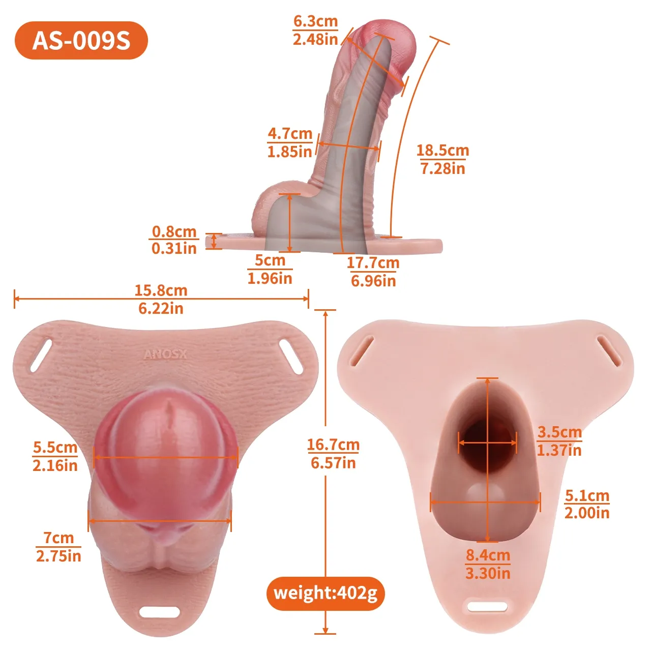 Archer 8.85” x 2.56” Wearable Cock Sleeve For ED Extender S/M Size