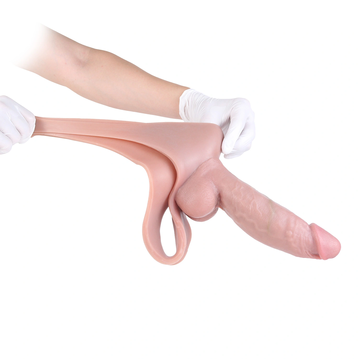 7.48" x 1.81" Wearable Hollow Thick Short Fat Dildo ED Cock Sleeve with Filler plug