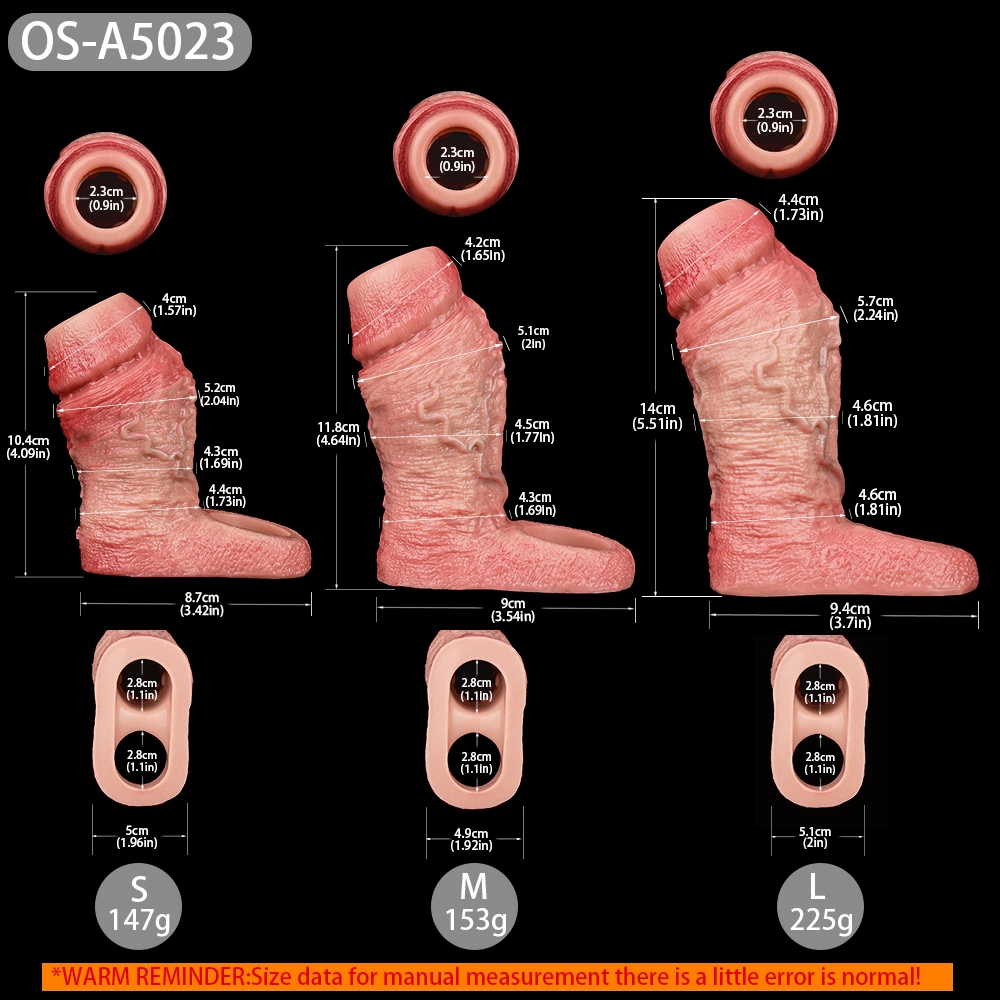 Billy 5.51” x 1.81” Liquid Silicone Realistic Penis Girth Sleeve(S,M,L)