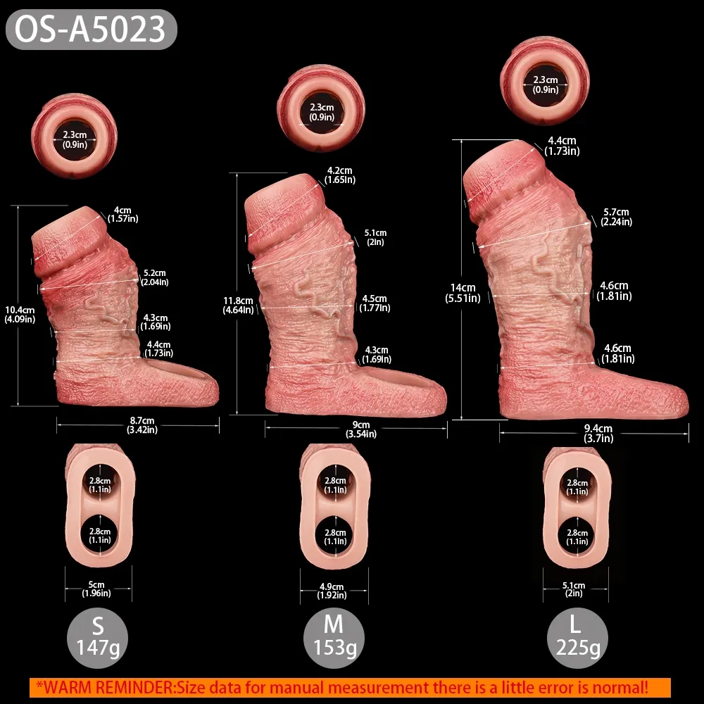 Billy 5.51” x 1.81” Liquid Silicone Realistic Penis Girth Sleeve(S,M,L)