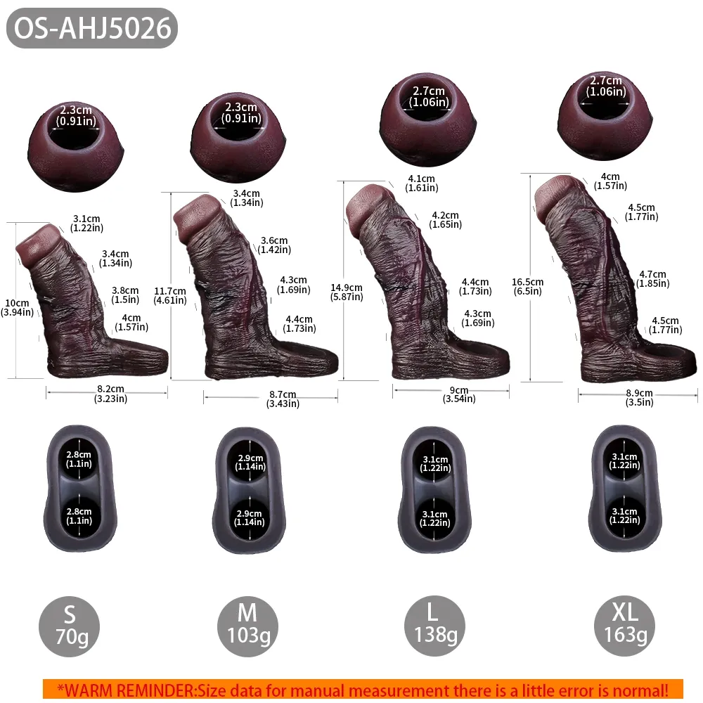 Colin 6.5” x 1..85” Realistic Soft Black Silicone Cock Girth Sleeve(S-XL)