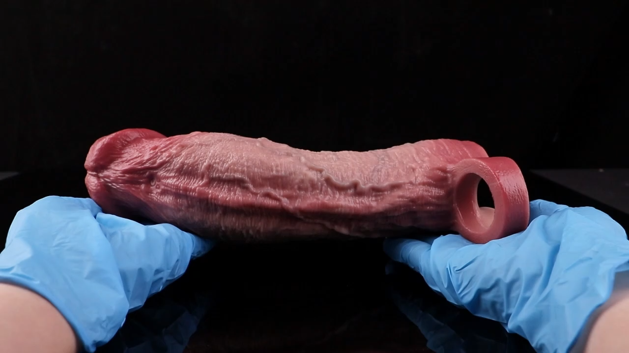 9.09"×2.24"Large, realistic liquid soft silicone penis sleeve with ten vibration modes