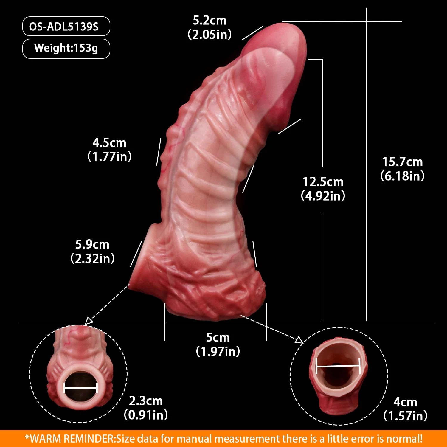 Wilder‌ 6.18"×1.77" Realistic Raised Texture Cock Sleeve