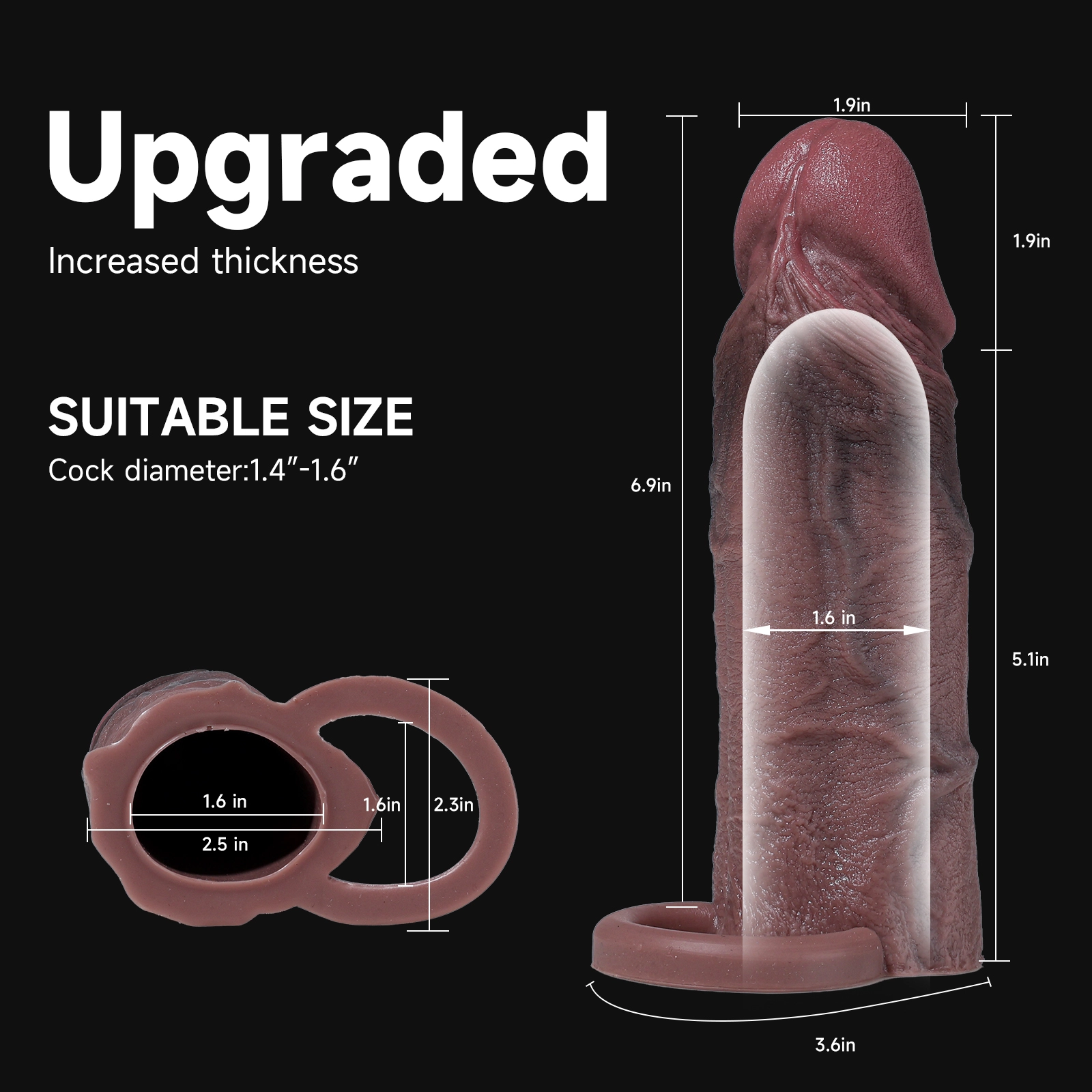 Duke 7” x 2.5” Realistic Life Like 1:1 Replica Black Penis Sleeve