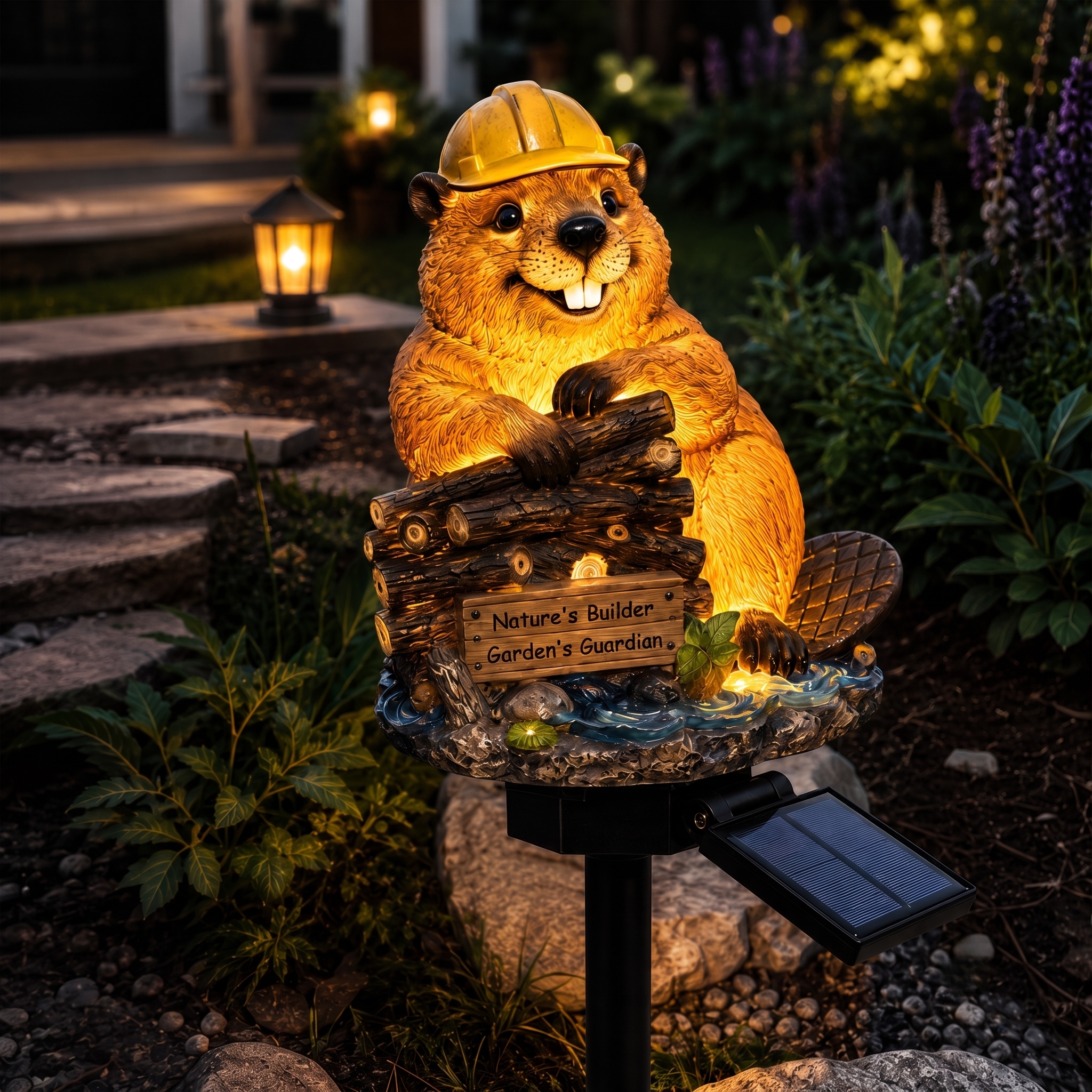 Solar Beaver Garden Stake Light