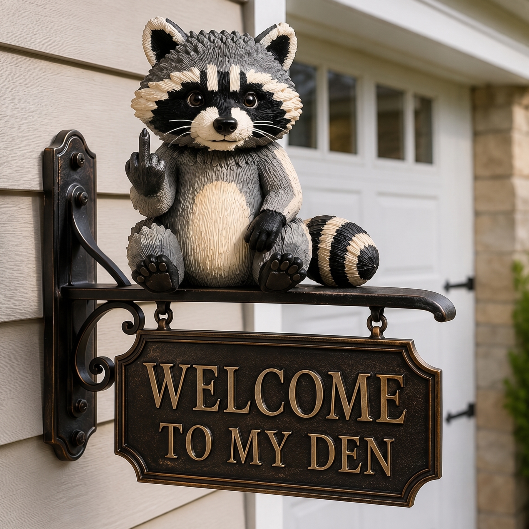 Funny Sarcastic Raccoon Porch Decor