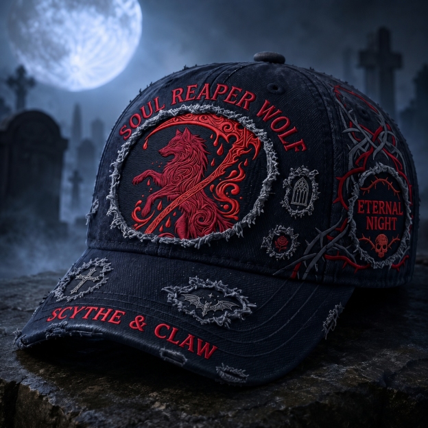 Vintage Grunge Wolf Peaked Cap