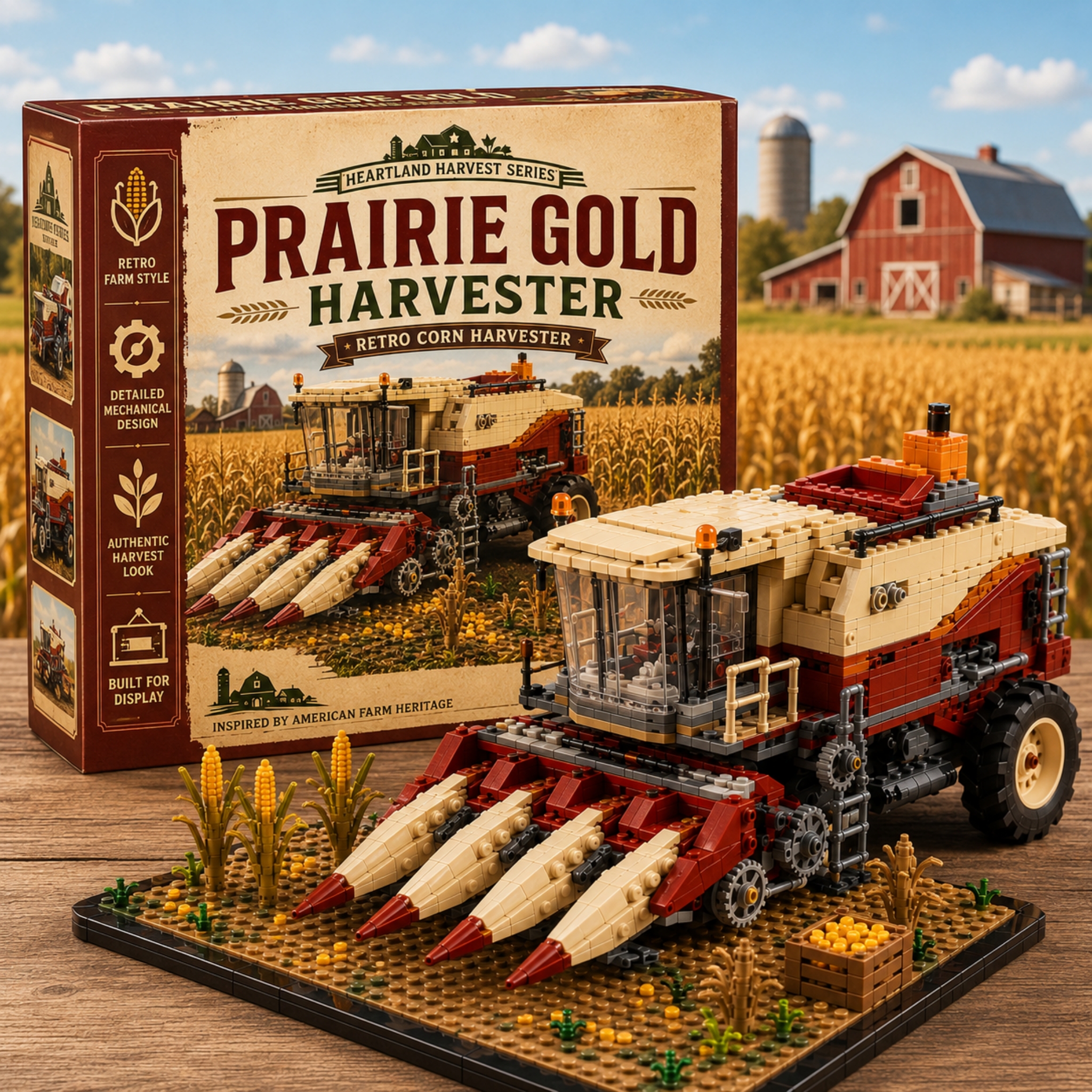 Ultimate Retro Corn Harvester Brick Set