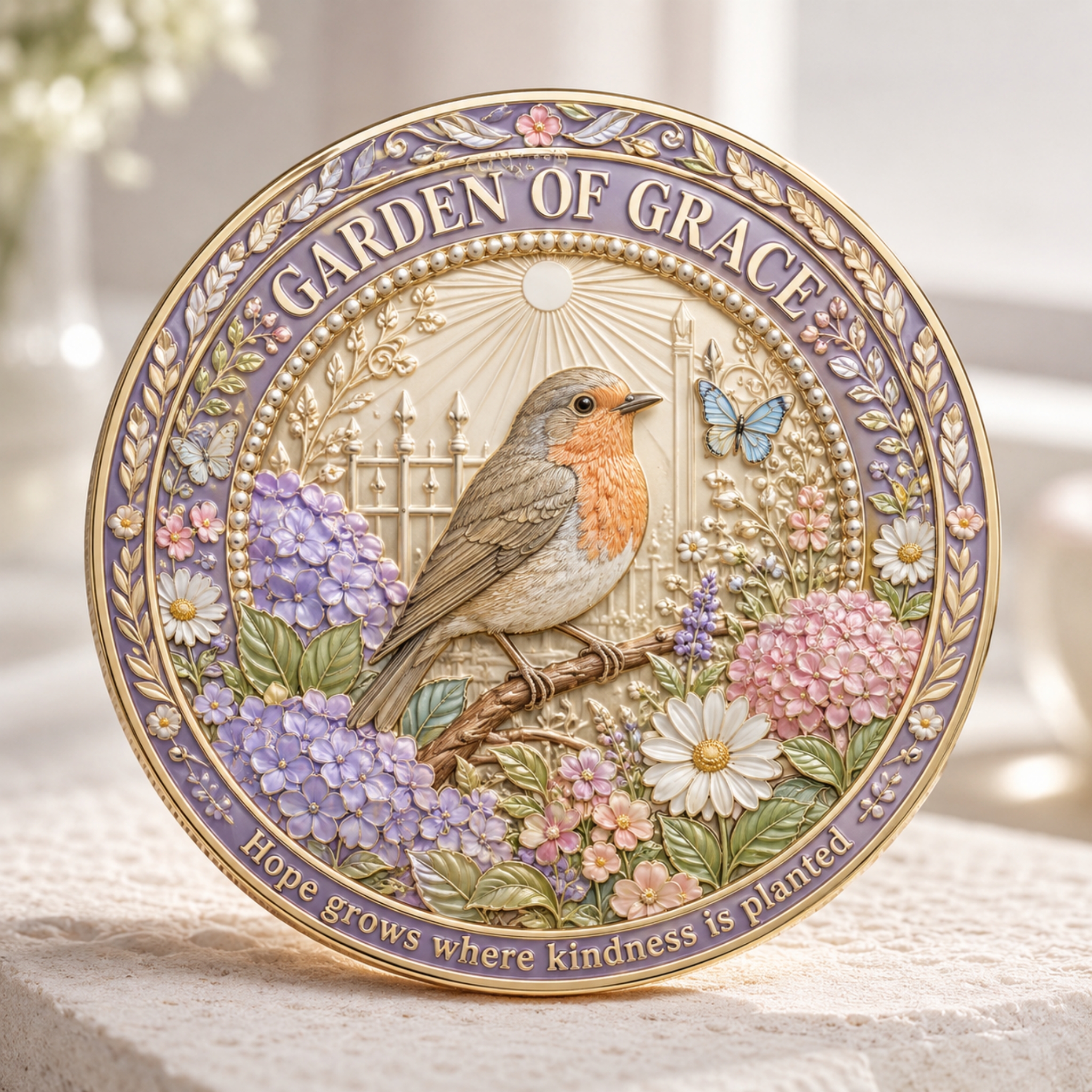 Elegant Garden Robin Collectible Coin
