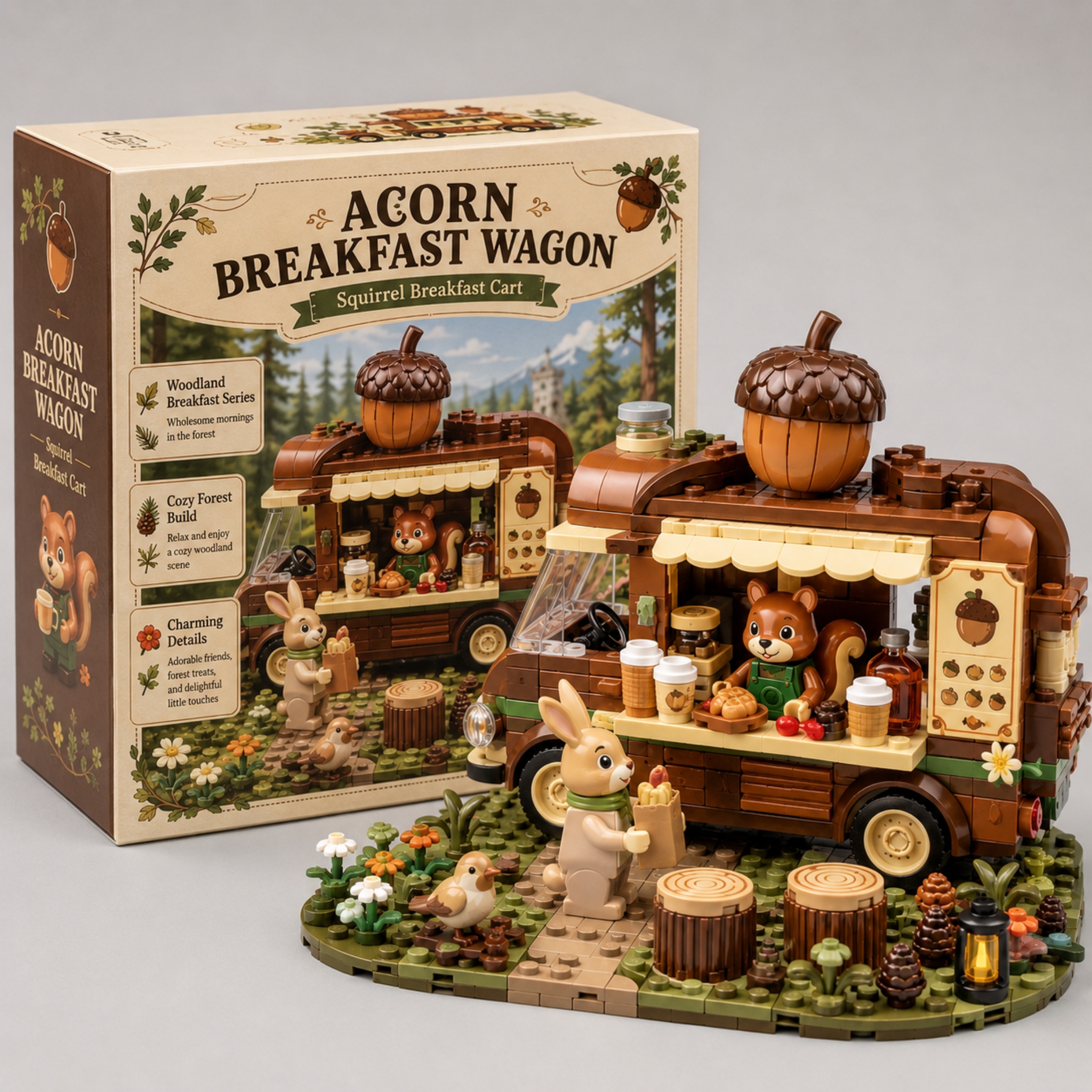 Cozy Forest Animal Food Truck Building Toy