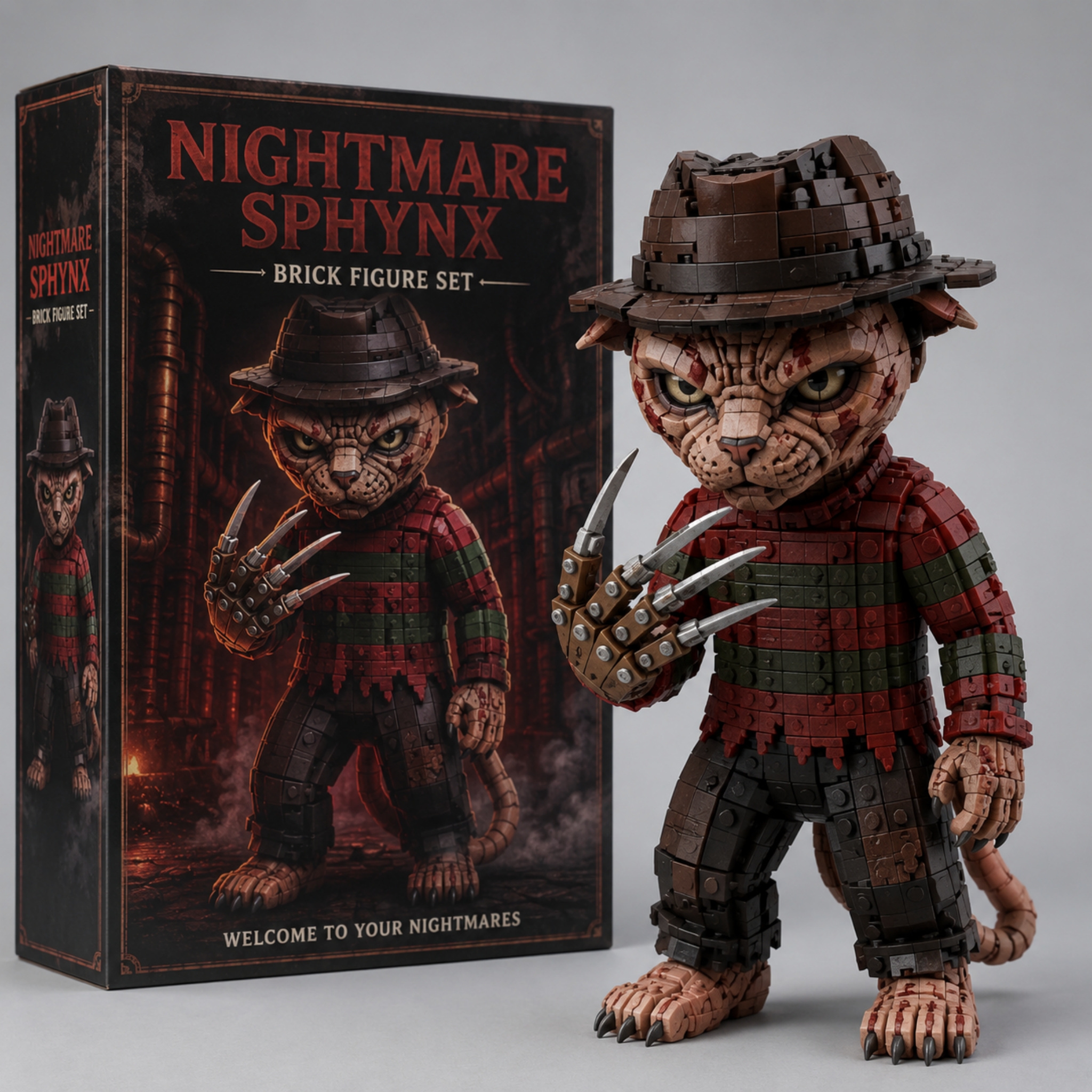 Creepy Hairless Cat Building Block Set