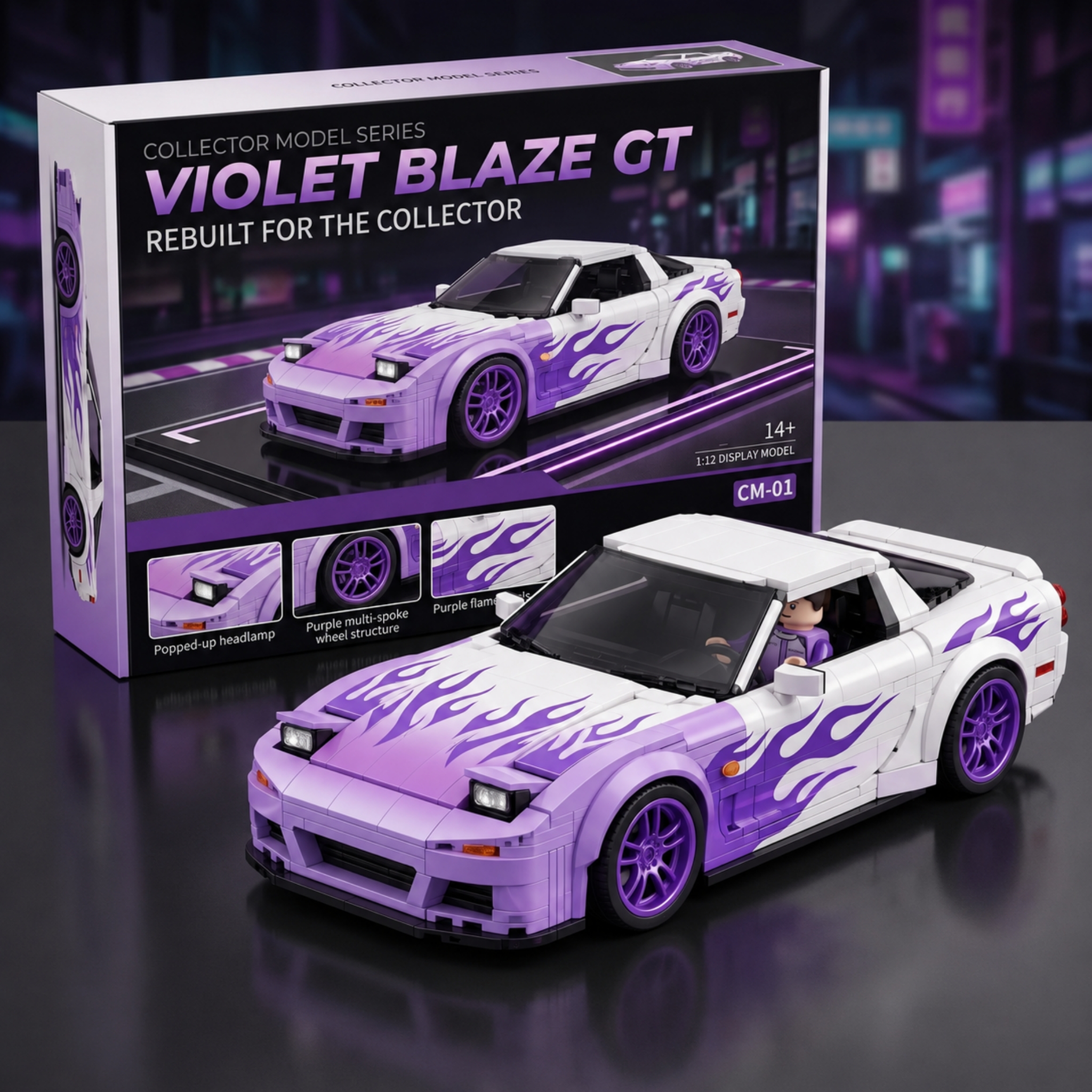 Custom Violet Flame Collectible Brick Car Set