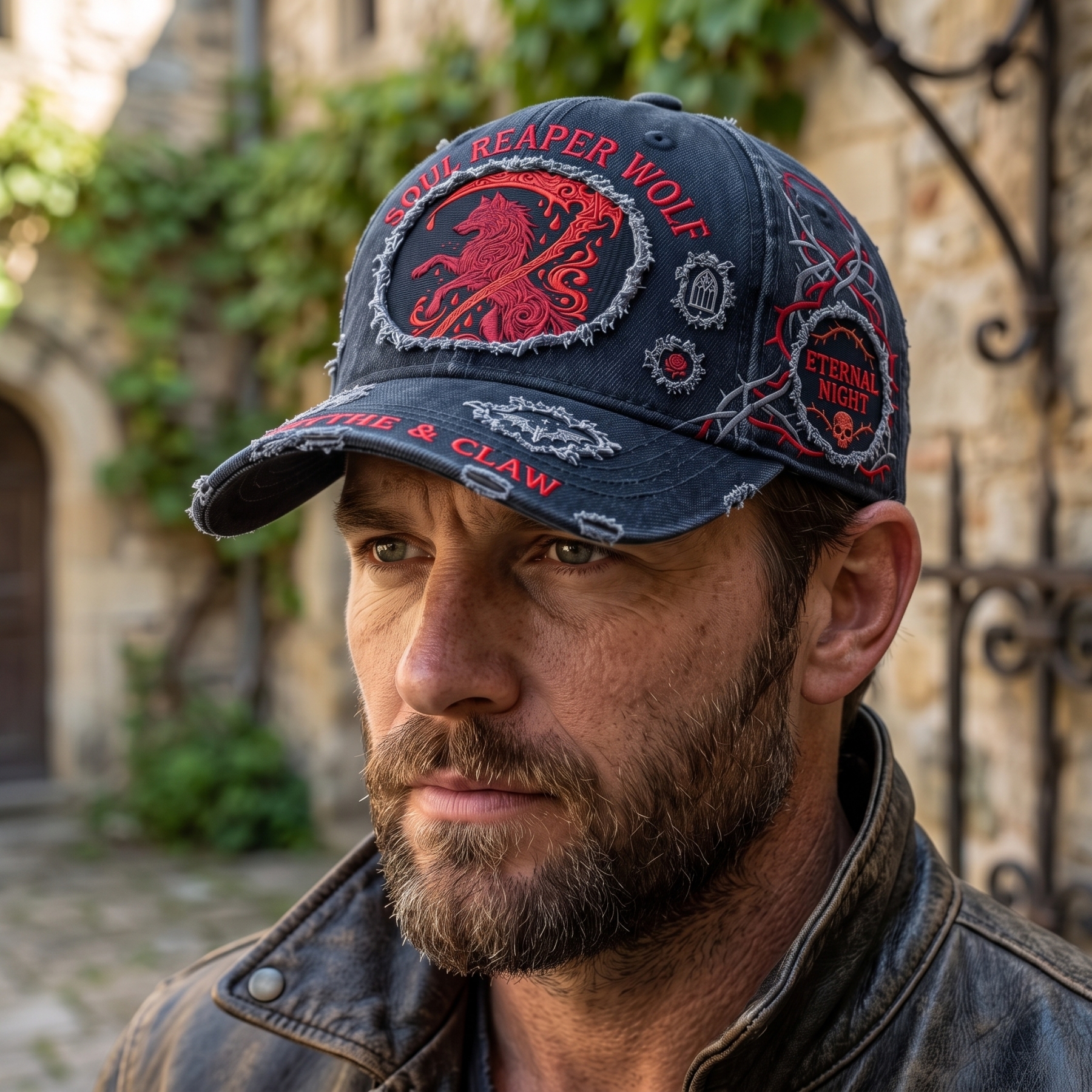 Vintage Grunge Wolf Peaked Cap