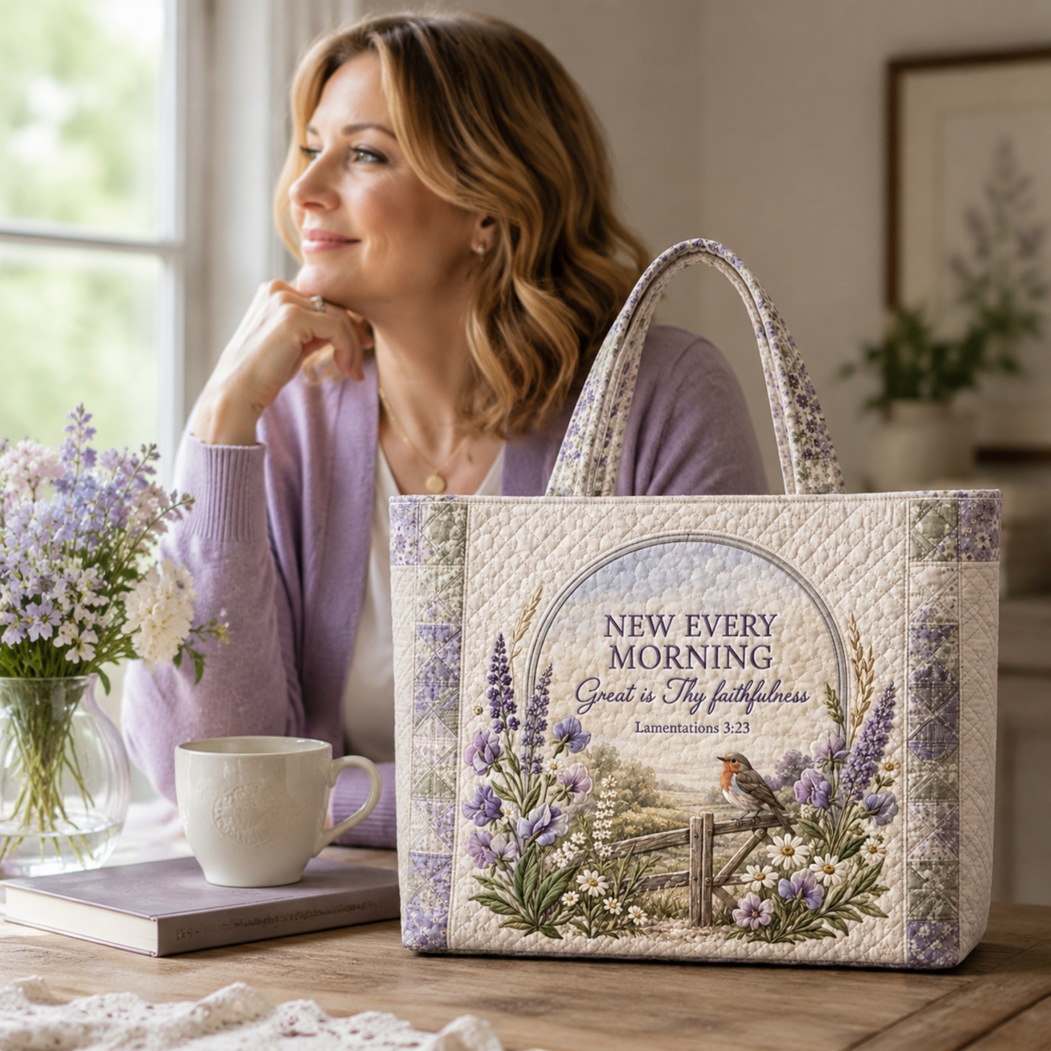 Lavender Robin Faith Tote