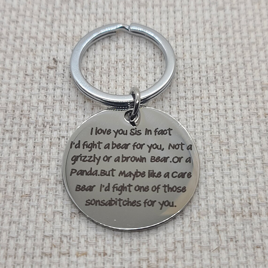 Funny Sister Keychain - I'd fight a bear for you
