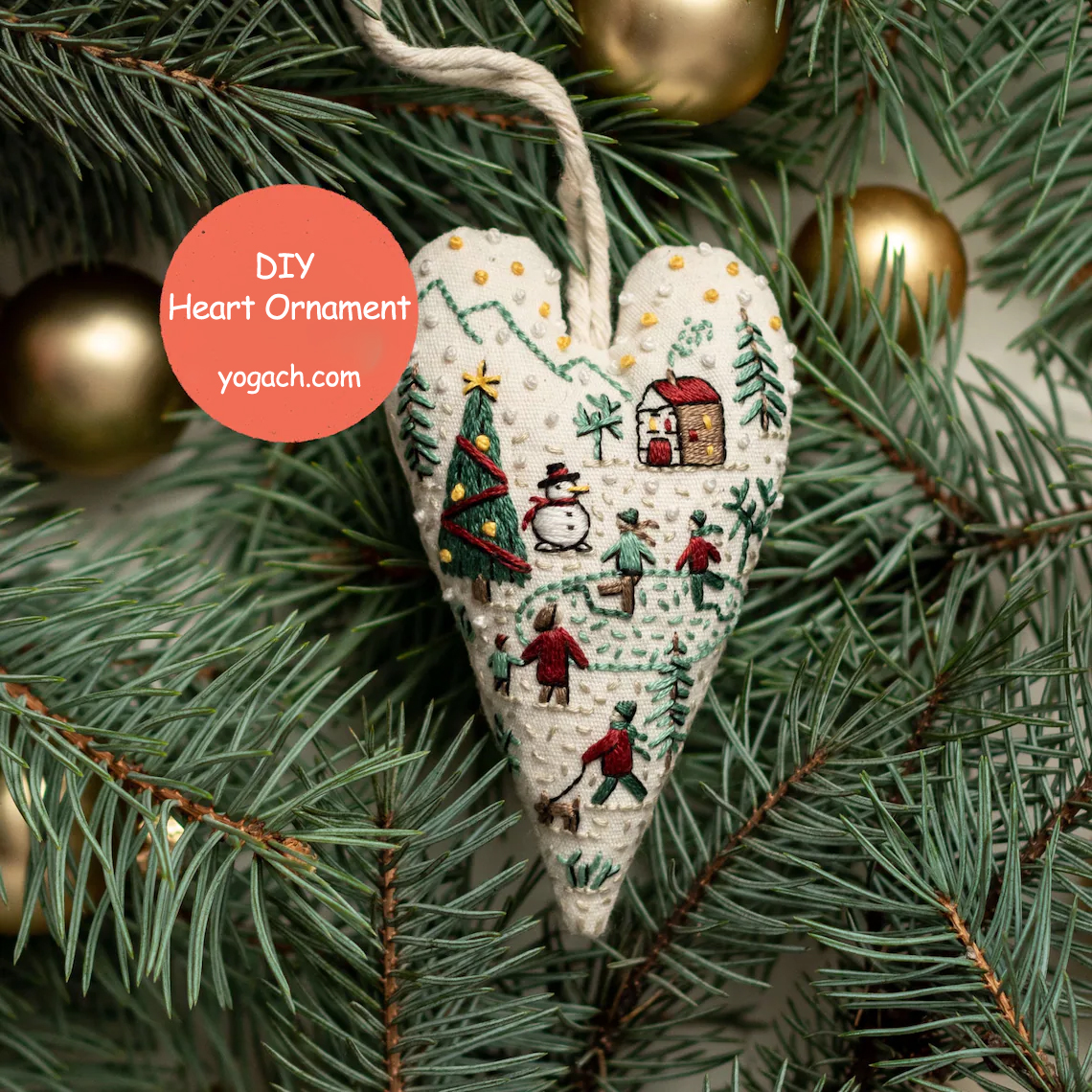 DIY Ornament for Christmas in the shape of a heart