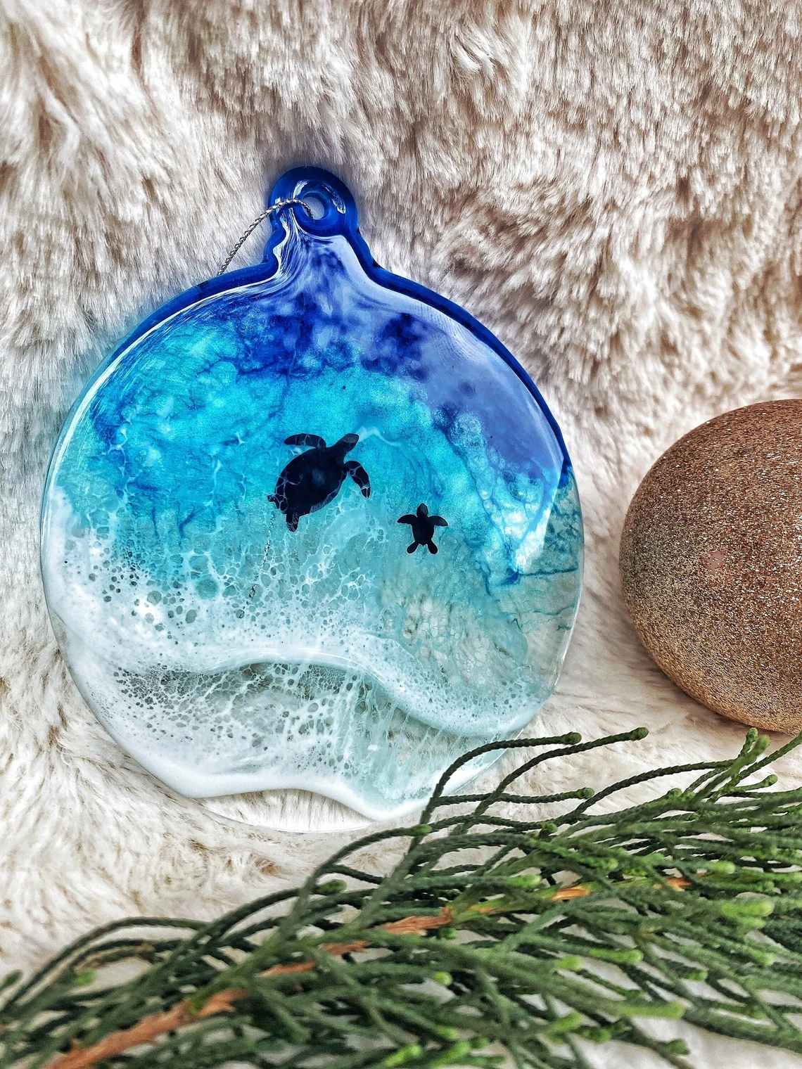 Turtle Christmas Resin Ornament