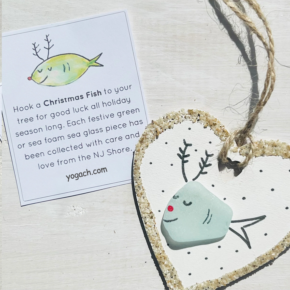 Christmas Fish Sea Glass Ornament