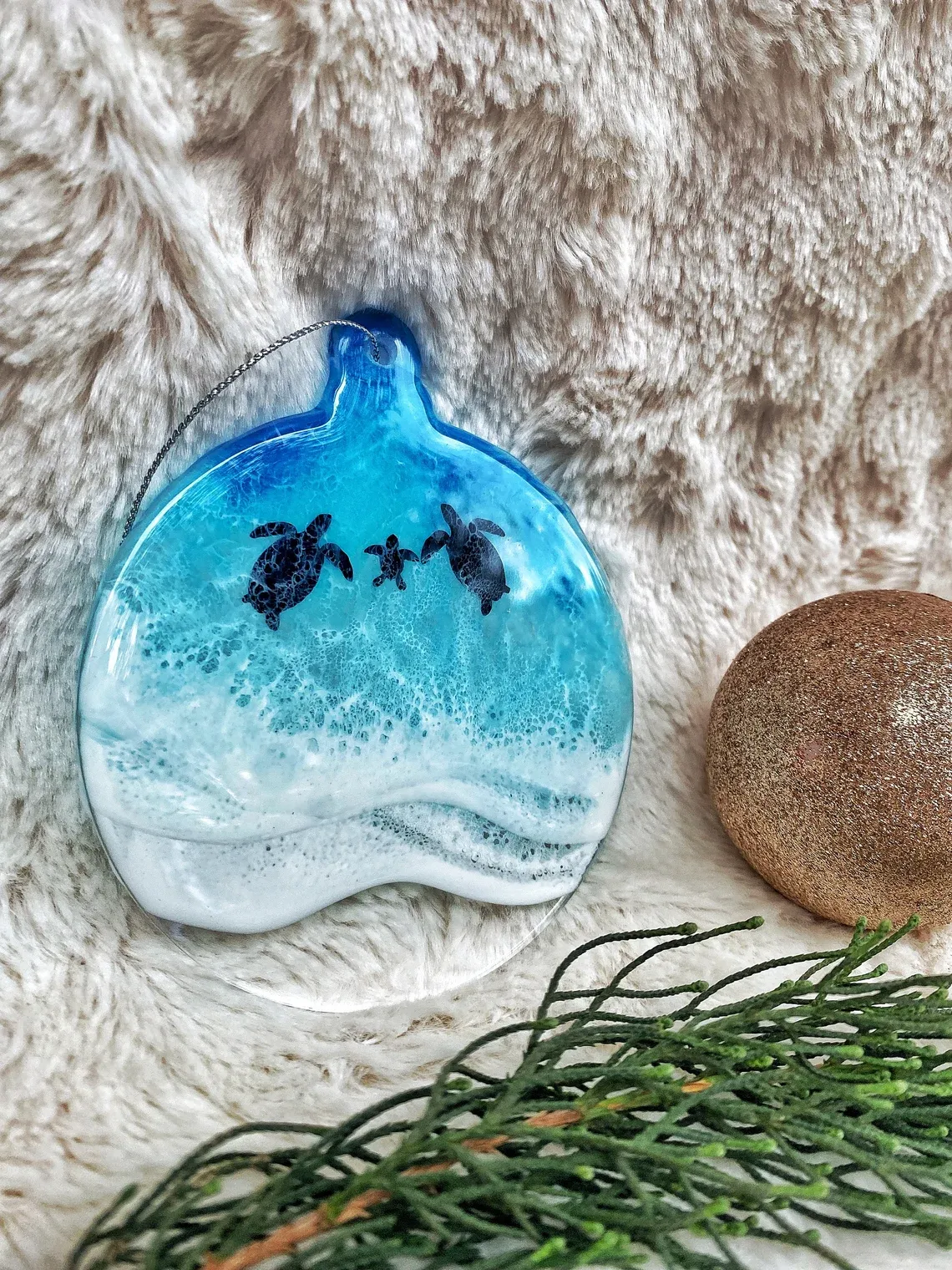 Turtle Christmas Resin Ornament