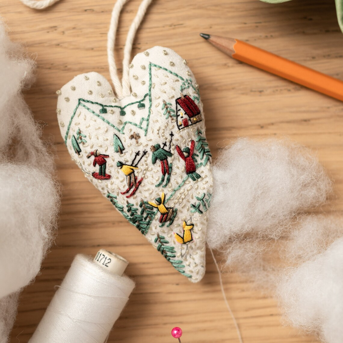 DIY Ornament for Christmas in the shape of a heart
