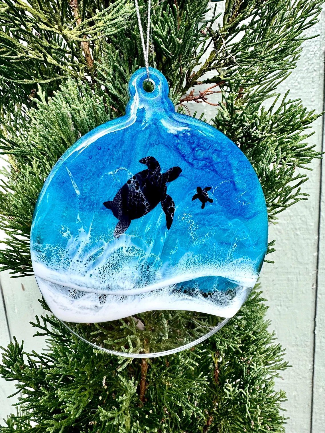 Turtle Christmas Resin Ornament