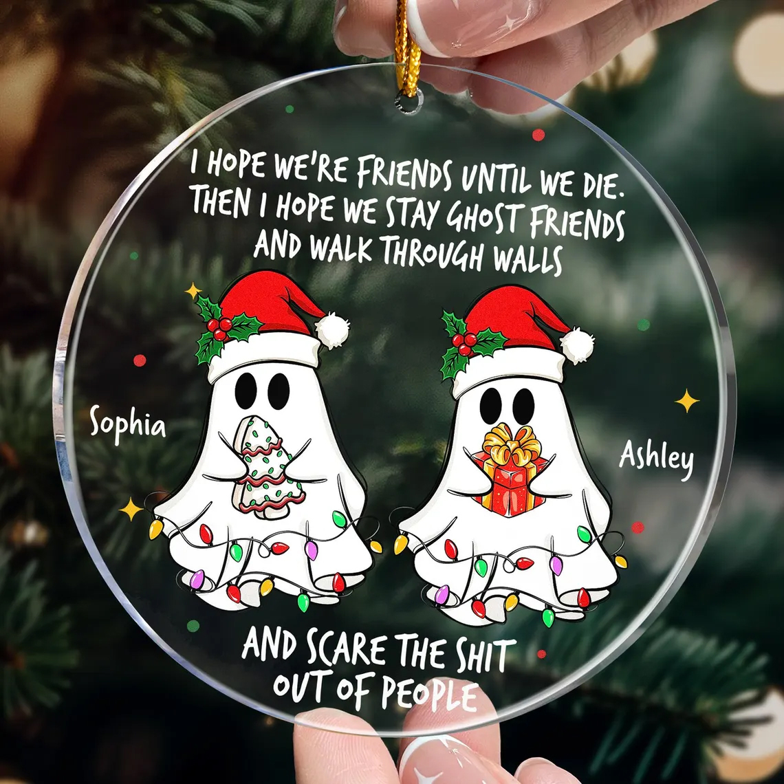 Personalized Ghost Friends Funny Christmas Ornament
