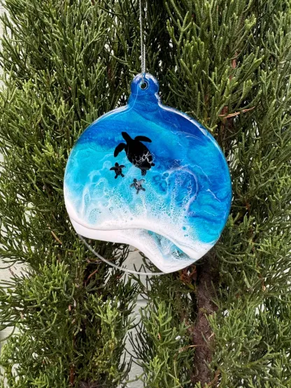 Turtle Christmas Resin Ornament