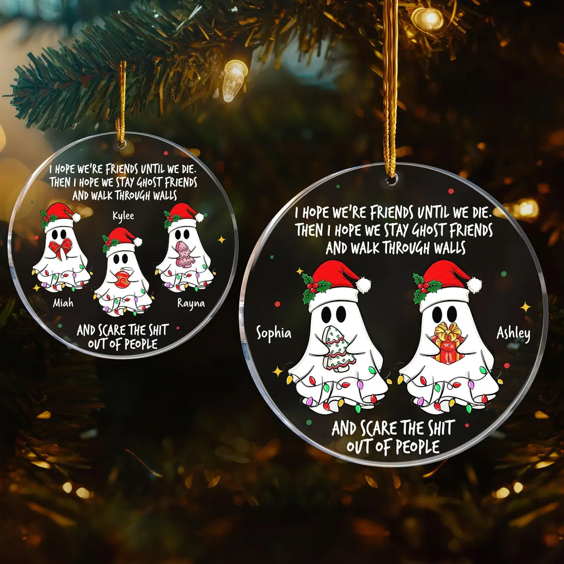 Personalized Ghost Friends Funny Christmas Ornament