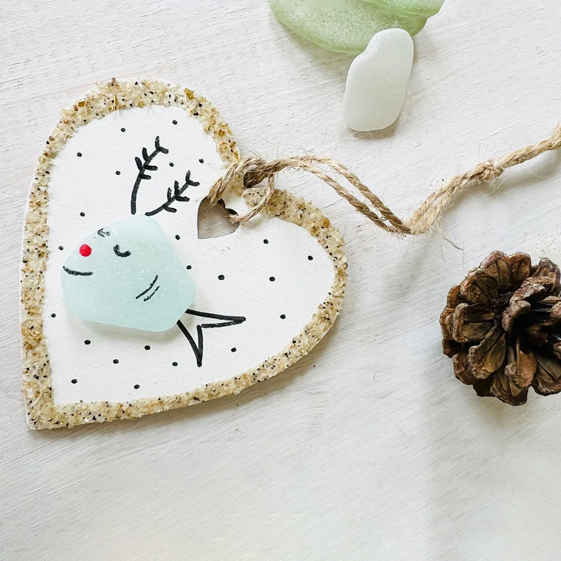 Christmas Fish Sea Glass Ornament