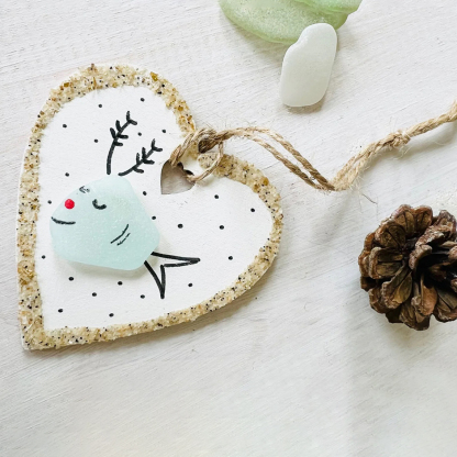 Christmas Fish Sea Glass Ornament