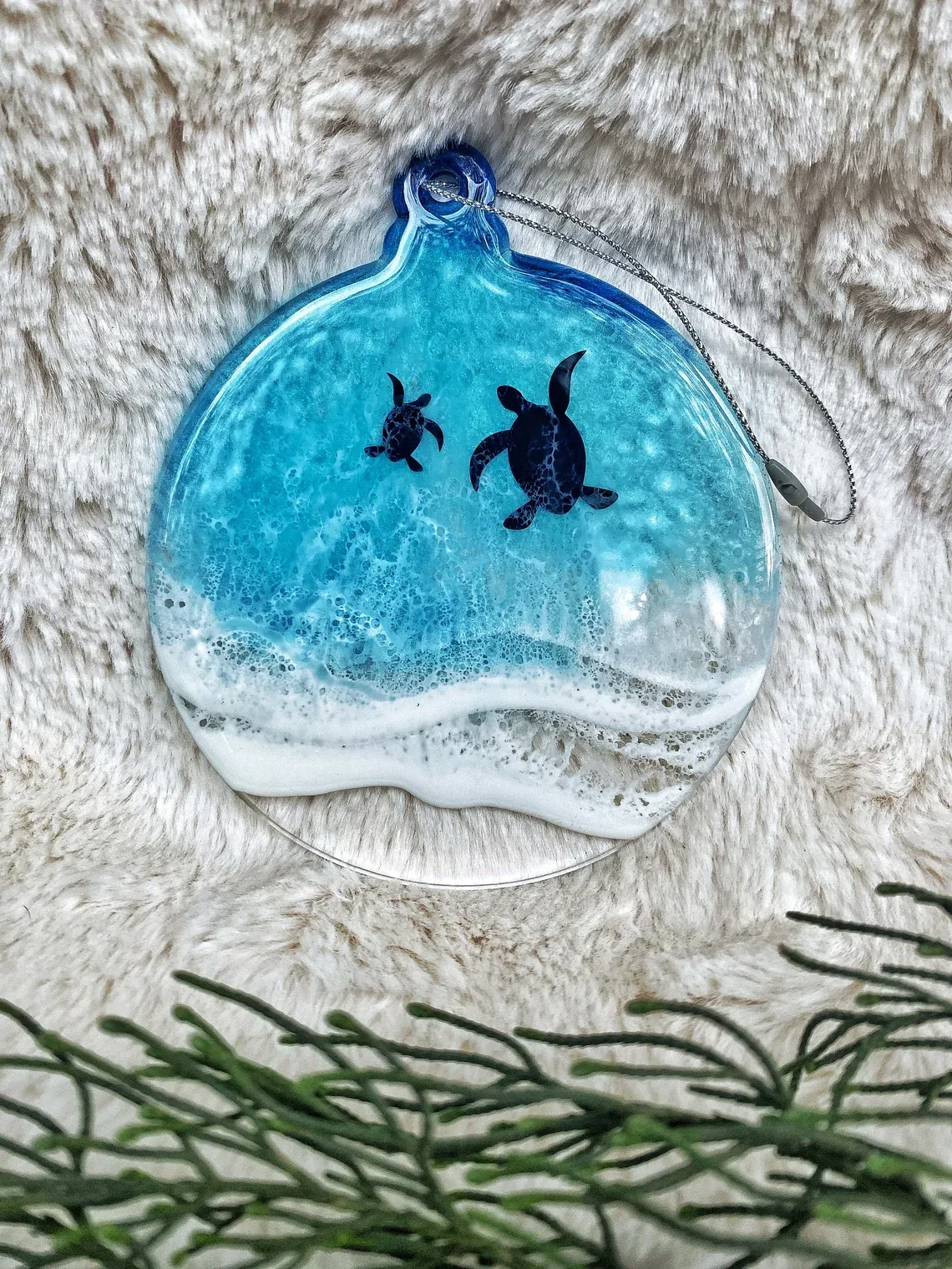 Turtle Christmas Resin Ornament