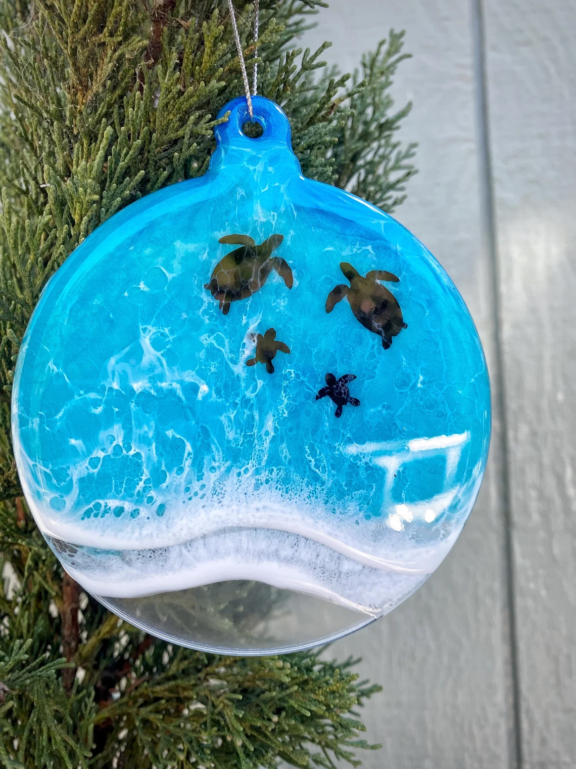 Turtle Christmas Resin Ornament
