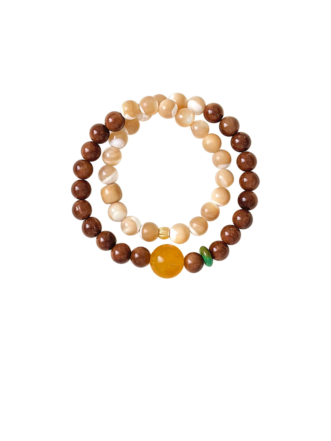 Cook's New Chinese Style Amber Bead Bracelet with Dragon Spine Bodhi - Double Strand Adjustable Bracelet (Fits 14-15cm Wrist)