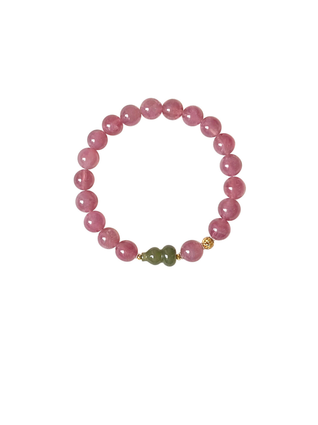 New Chinese Style Pink Amethyst and Jade Beaded Bracelet - 16.5cm (Fits 14-15cm Wrist)