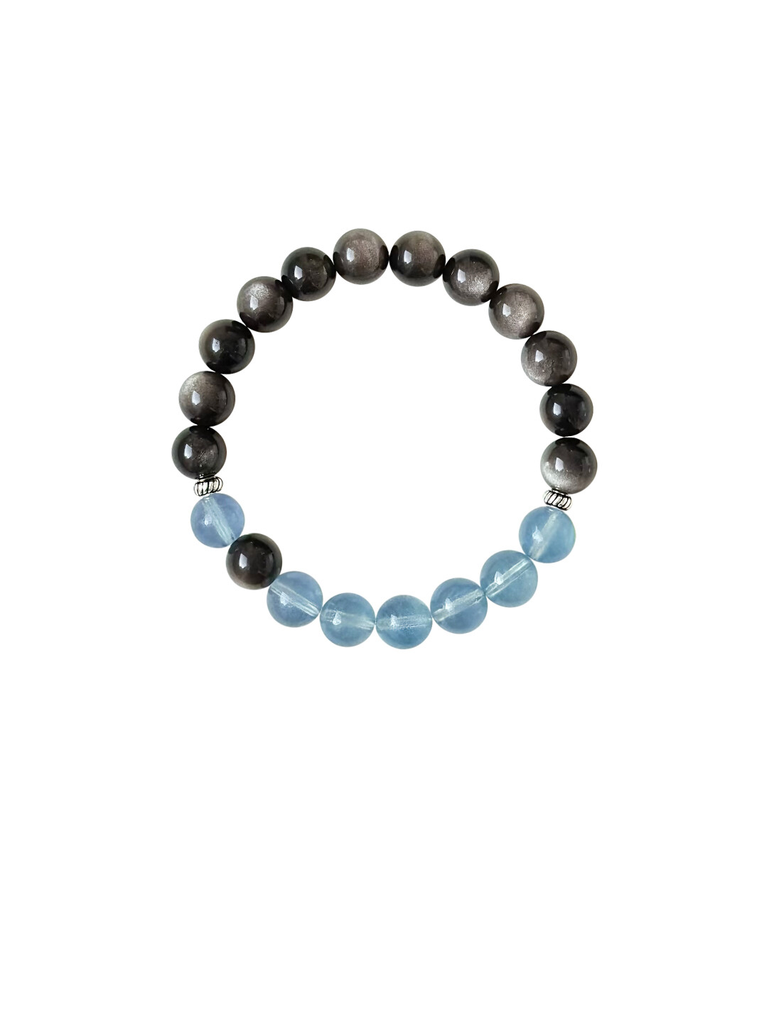 New Chinese style aquamarine and silver stone bracelet, emotional stability bracelet