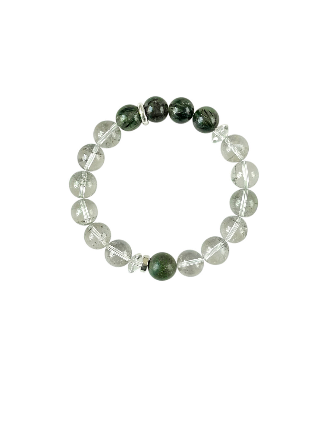 Green Phantom & Green Rutilated Quartz Bracelet (Fits 5.5-6 inch wrists)