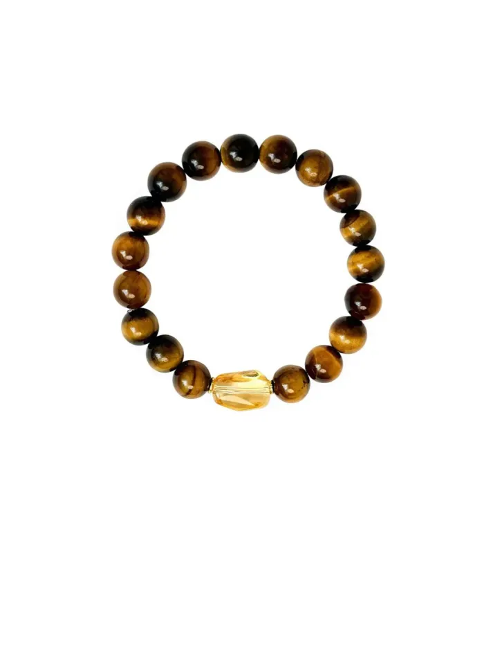 Secret Realm New Chinese Style Citrine Bracelet Natural Tiger's Eye Stone Career Bracelet · 16.5cm (fits approximately 14-15 wrist circumference)