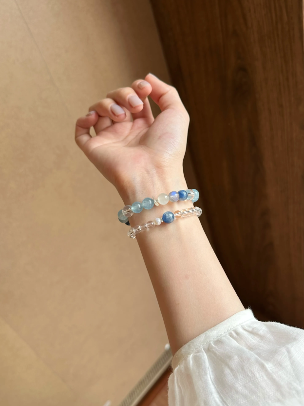 New Chinese style white crystal blue topaz pearl bracelet · Purifying soul bracelet
