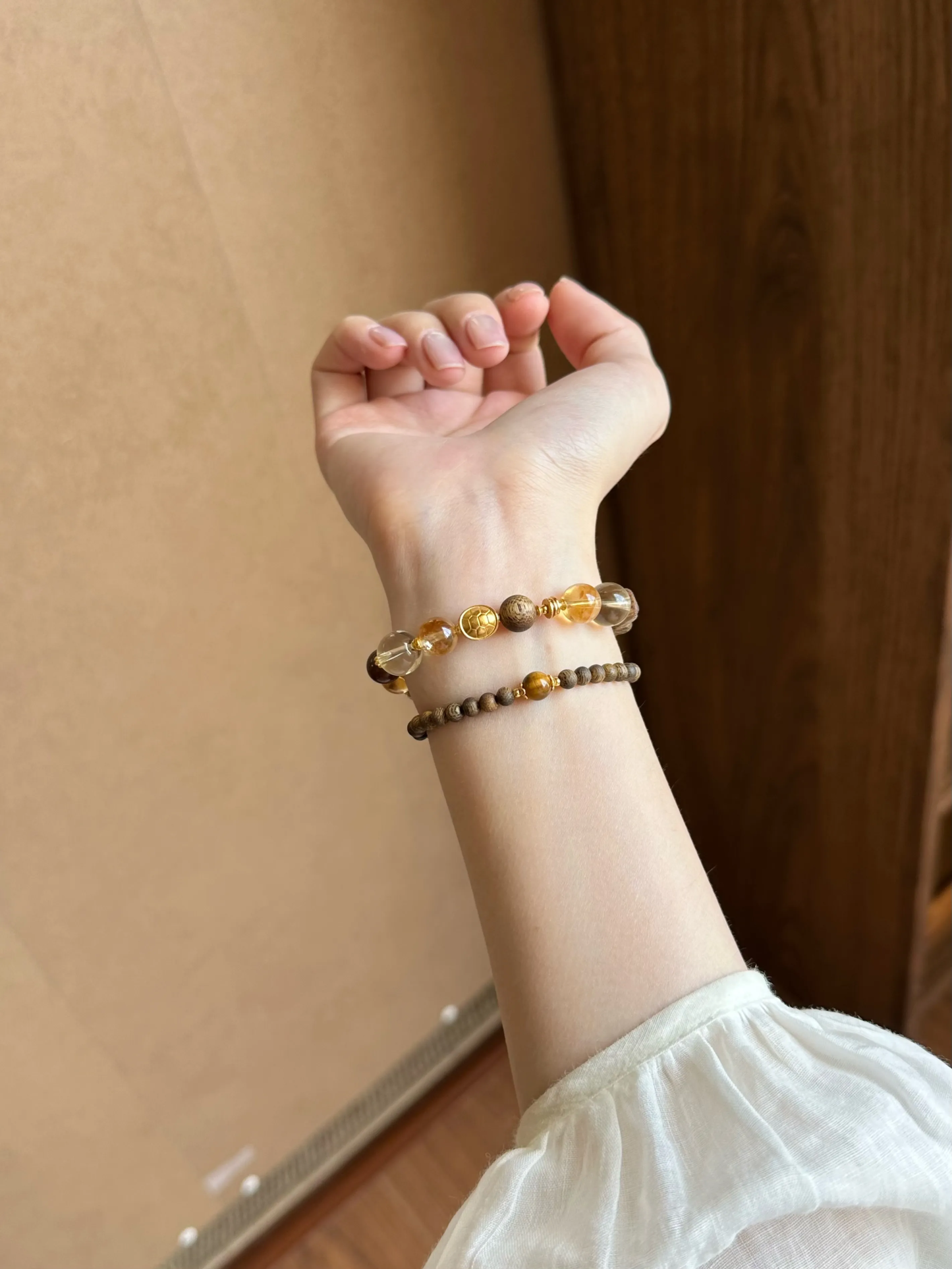 New Chinese-style cultural amulet, ambergris bracelet with citrine, and wealth-attracting bracelet, "Xihe Yuanxu", 16.5cm (suitable for a wrist circumference of about 14-15 inches)