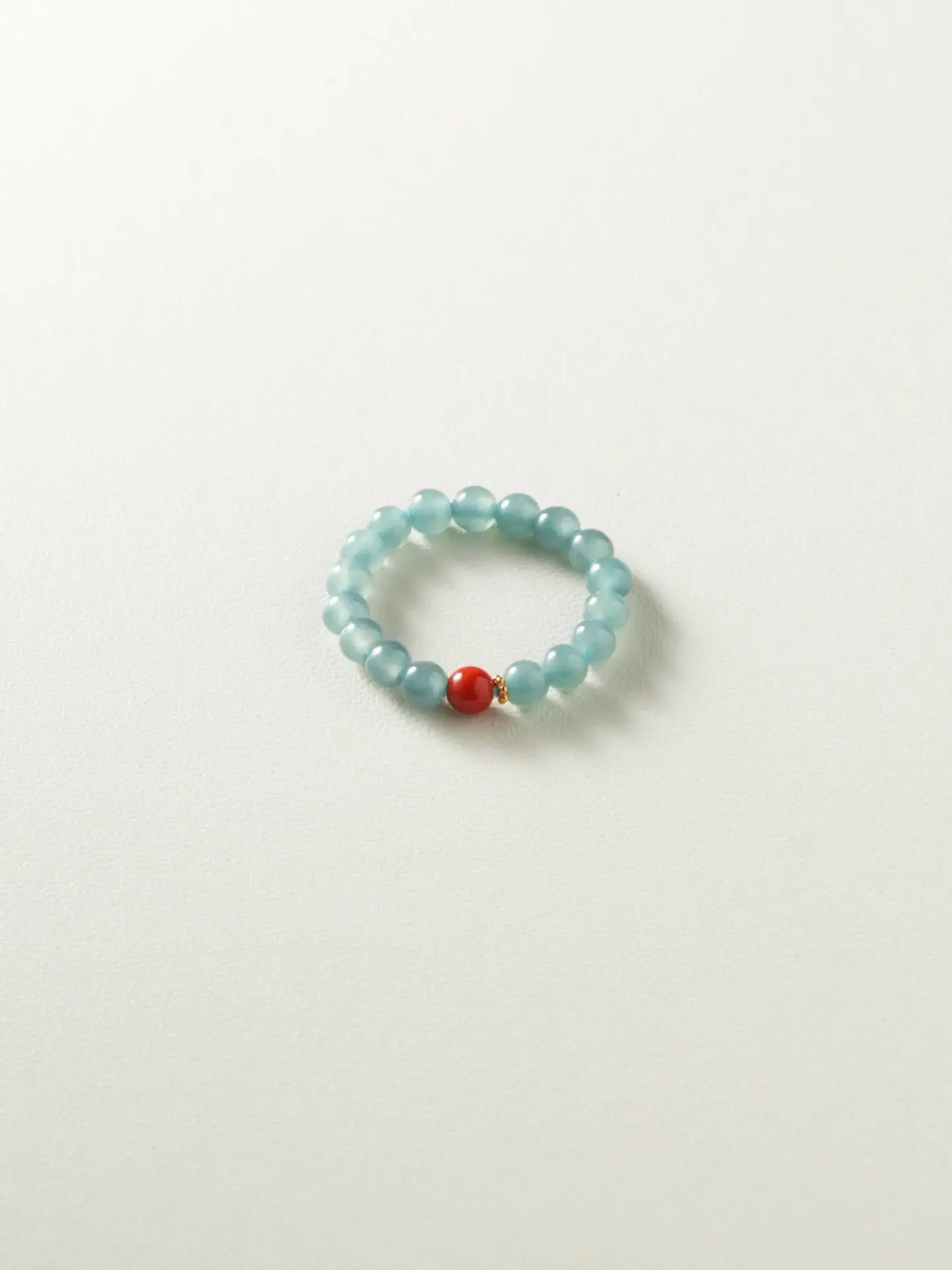 Shanshi Sylvan/Lianyan New Chinese Style Cultural Toy South Red Blue Water Jade Beaded Ring · 18K Gold Peace Ring · Lianyan Ring (approximately 14-16 Hong Kong yards)