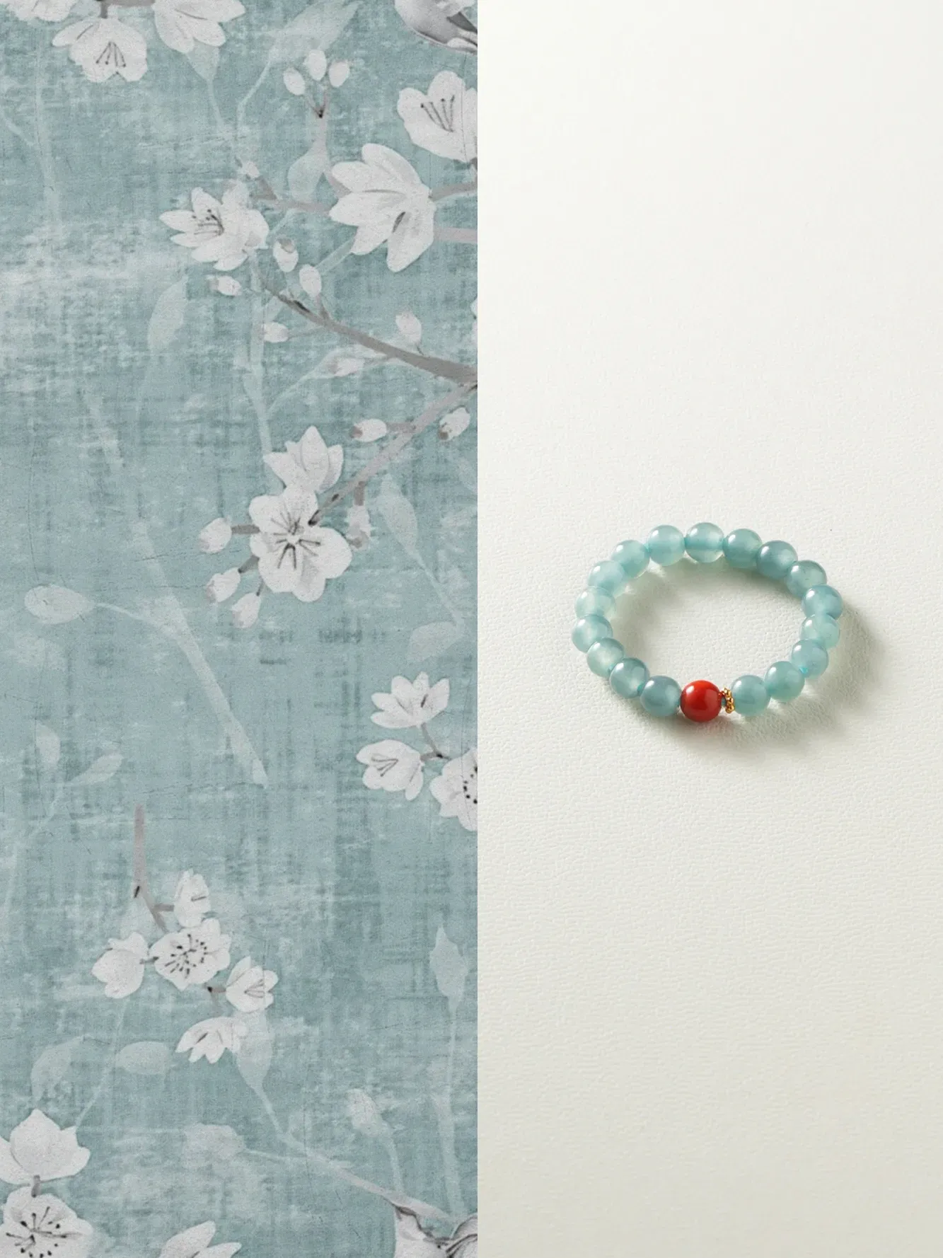 Shanshi Sylvan/Lianyan New Chinese Style Cultural Toy South Red Blue Water Jade Beaded Ring · 18K Gold Peace Ring · Lianyan Ring (approximately 14-16 Hong Kong yards)