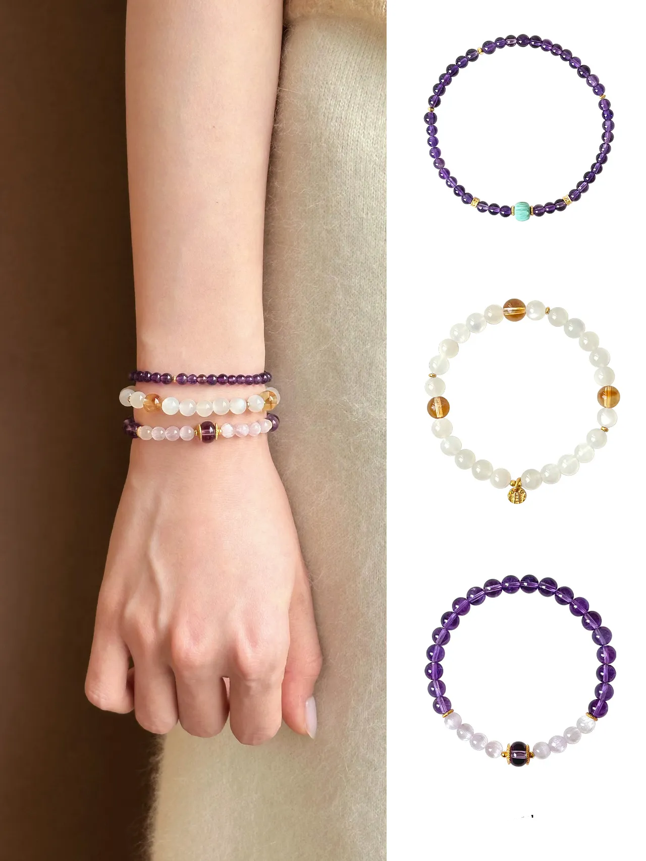 New Chinese style cultural toy amethyst ice purple lithium brilliance bracelet · Nine purple fire free bracelet · 16.5cm (suitable for approximately 14-15 hand circumference)