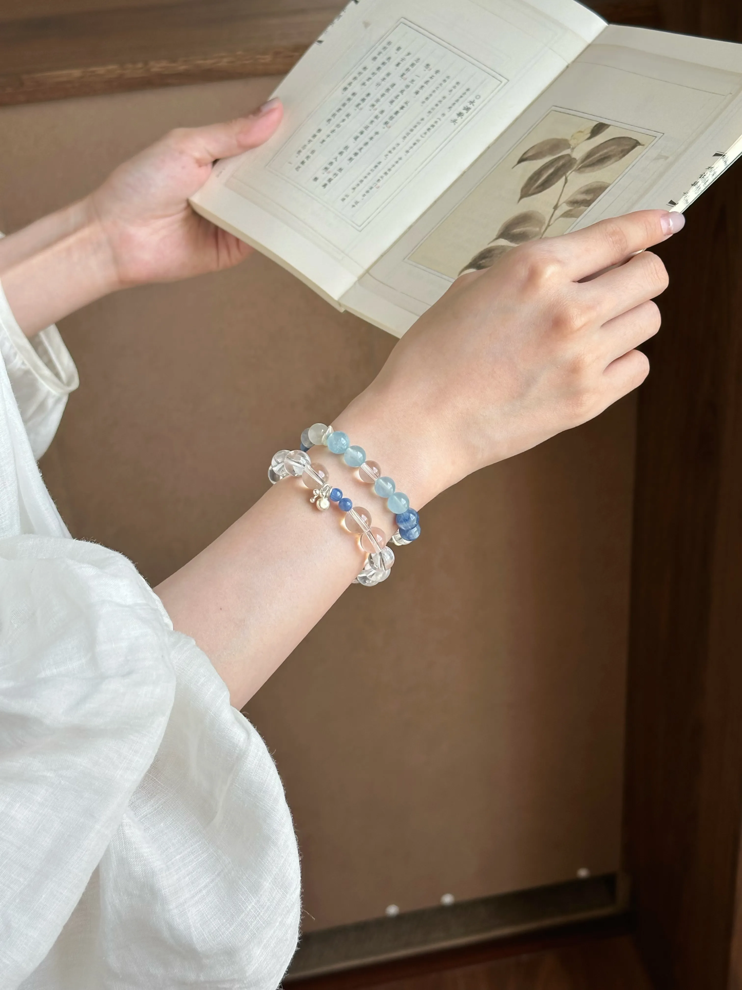 New Chinese style natural white crystal kyanite bracelet · stable mood bracelet