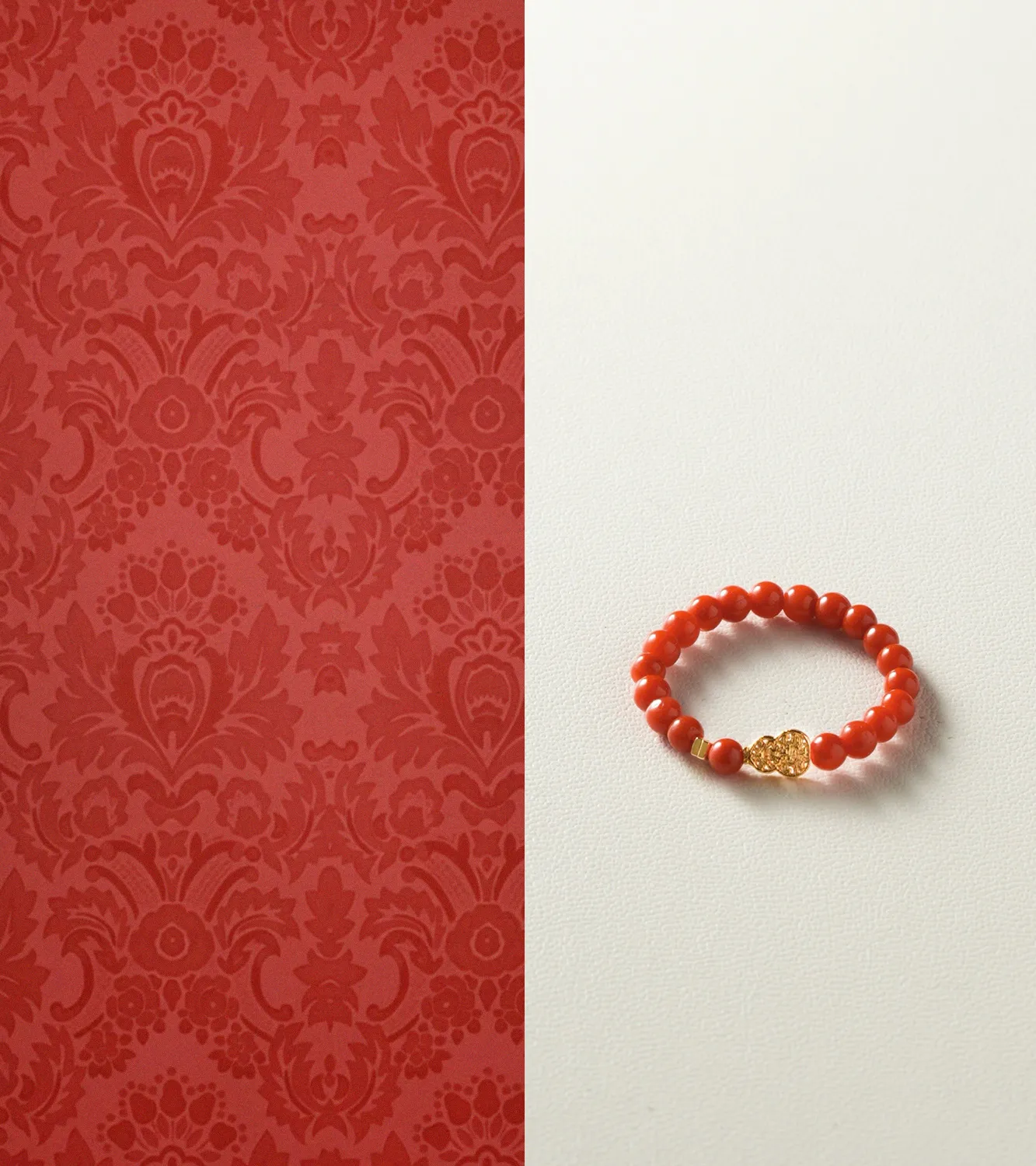 New Chinese style cultural ornament Nanhong bead handmade ring · National style auspicious ring · Naji ring (worn around 14-16 Hong Kong yards)