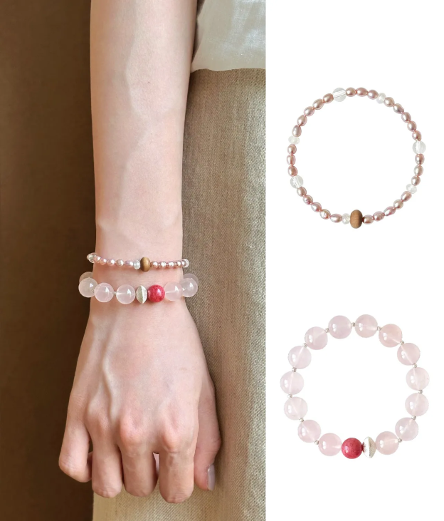 New Chinese style antique pink crystal bracelet · Rose stone peach blossom bead bracelet · 16.5cm (suitable for approximately 14-15 hand circumference), shipped within 48 hours
