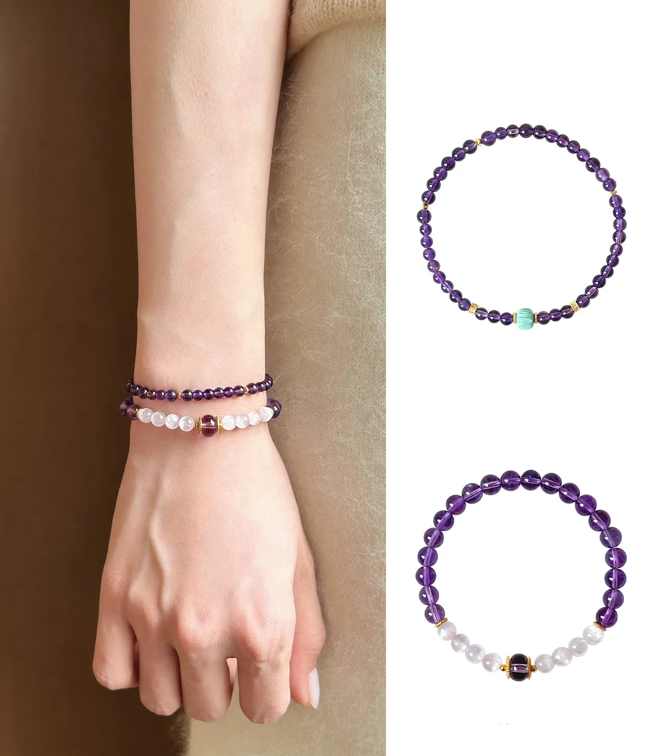 New Chinese style cultural toy amethyst ice purple lithium brilliance bracelet · Nine purple fire free bracelet · 16.5cm (suitable for approximately 14-15 hand circumference)