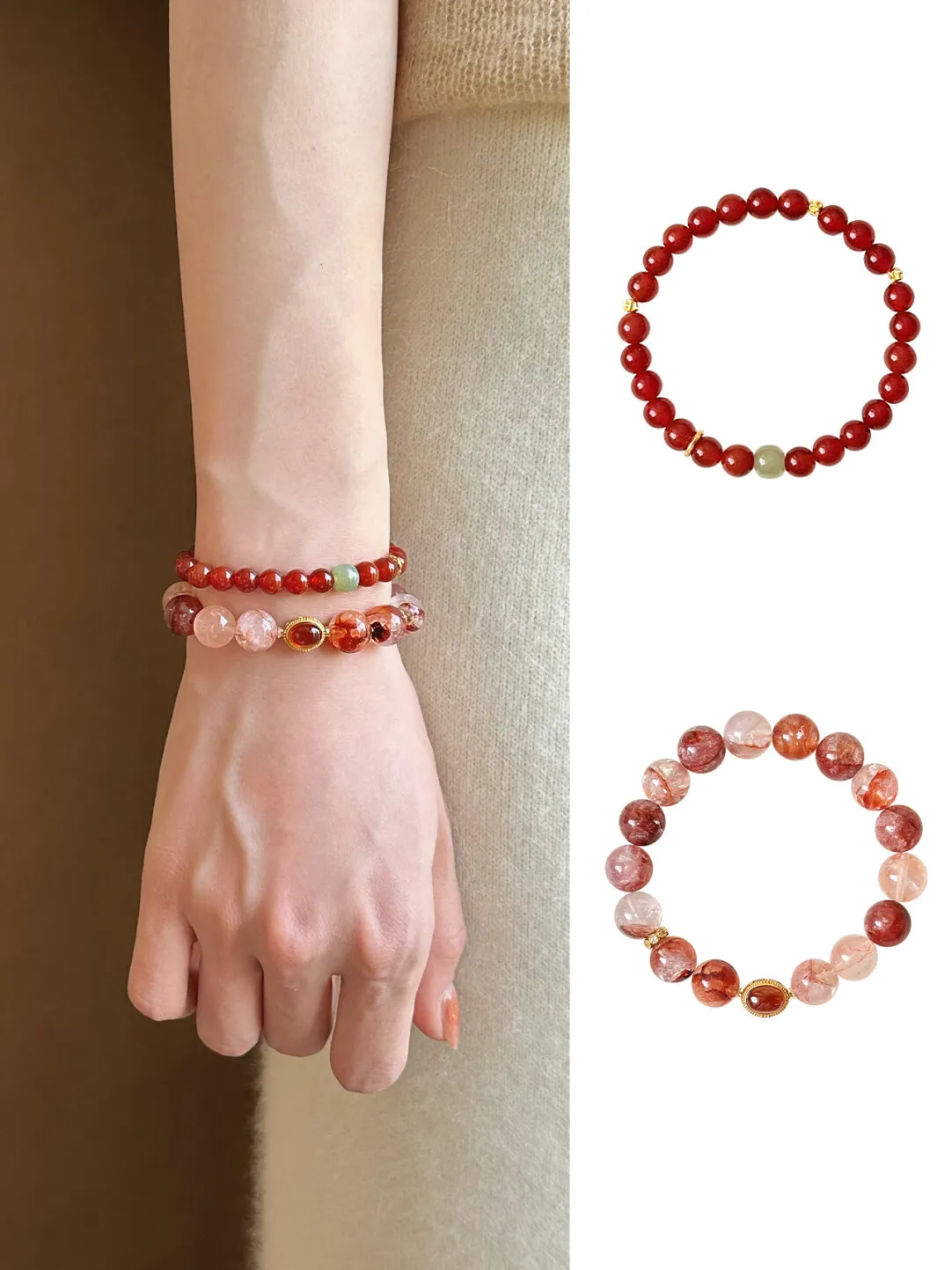 Lucky Charm Beaded Bracelet · Red Aventurine Bracelet  