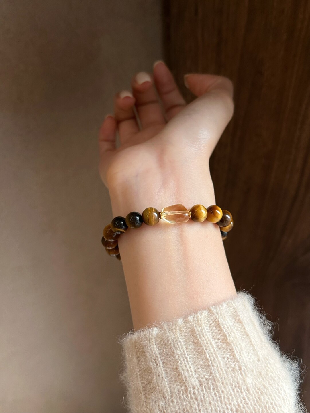 Sylvan/Liunian Secret Realm New Chinese Style Citrine Bracelet Natural Tiger's Eye Stone Career Bracelet · 16.5cm (fits approximately 14-15 wrist circumference)