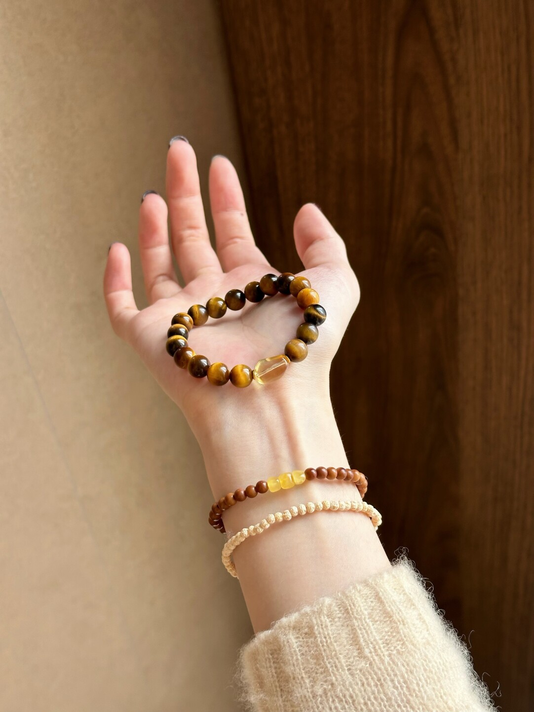 Sylvan/Liunian Secret Realm New Chinese Style Citrine Bracelet Natural Tiger's Eye Stone Career Bracelet · 16.5cm (fits approximately 14-15 wrist circumference)
