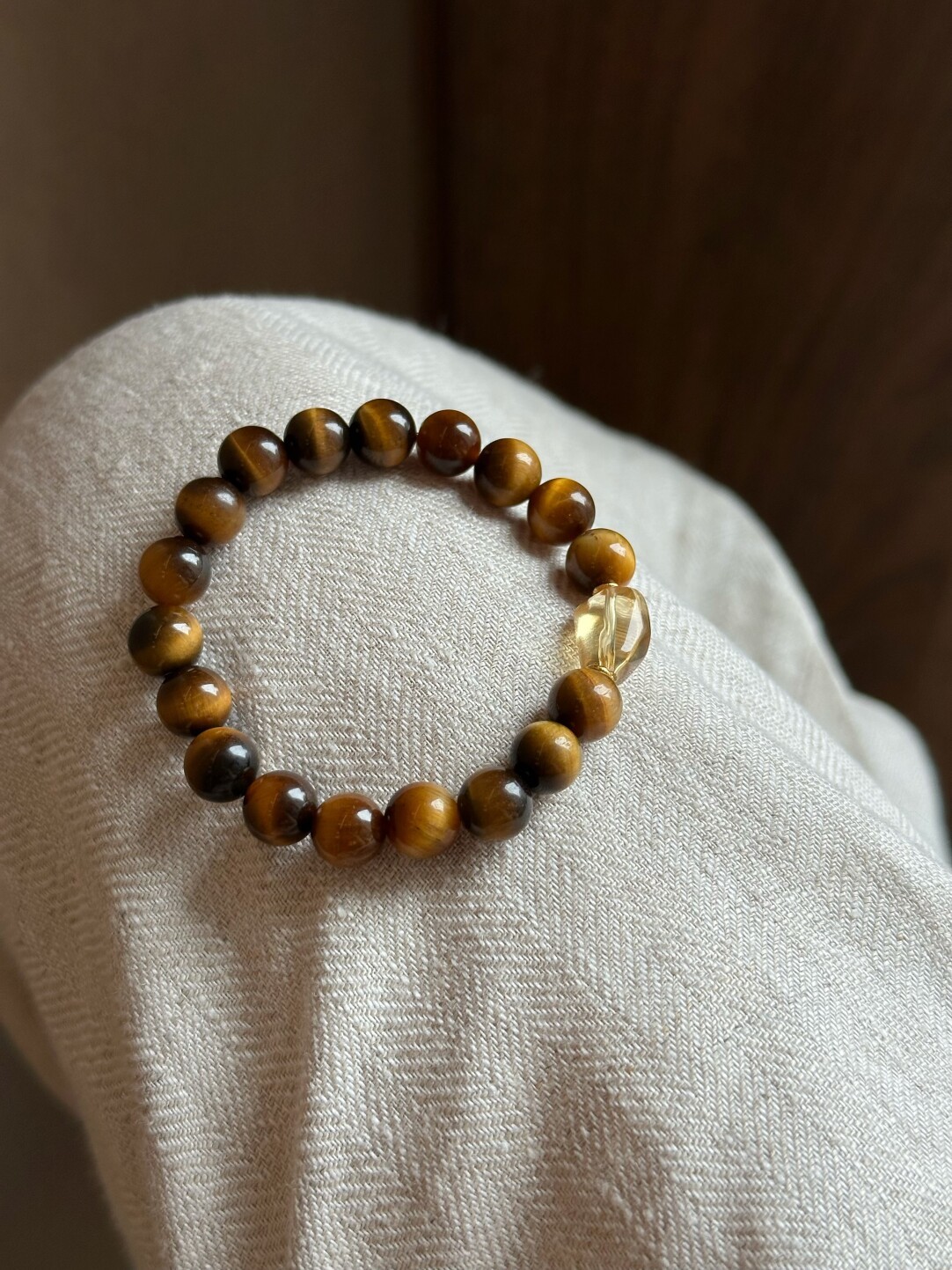 Sylvan/Liunian Secret Realm New Chinese Style Citrine Bracelet Natural Tiger's Eye Stone Career Bracelet · 16.5cm (fits approximately 14-15 wrist circumference)
